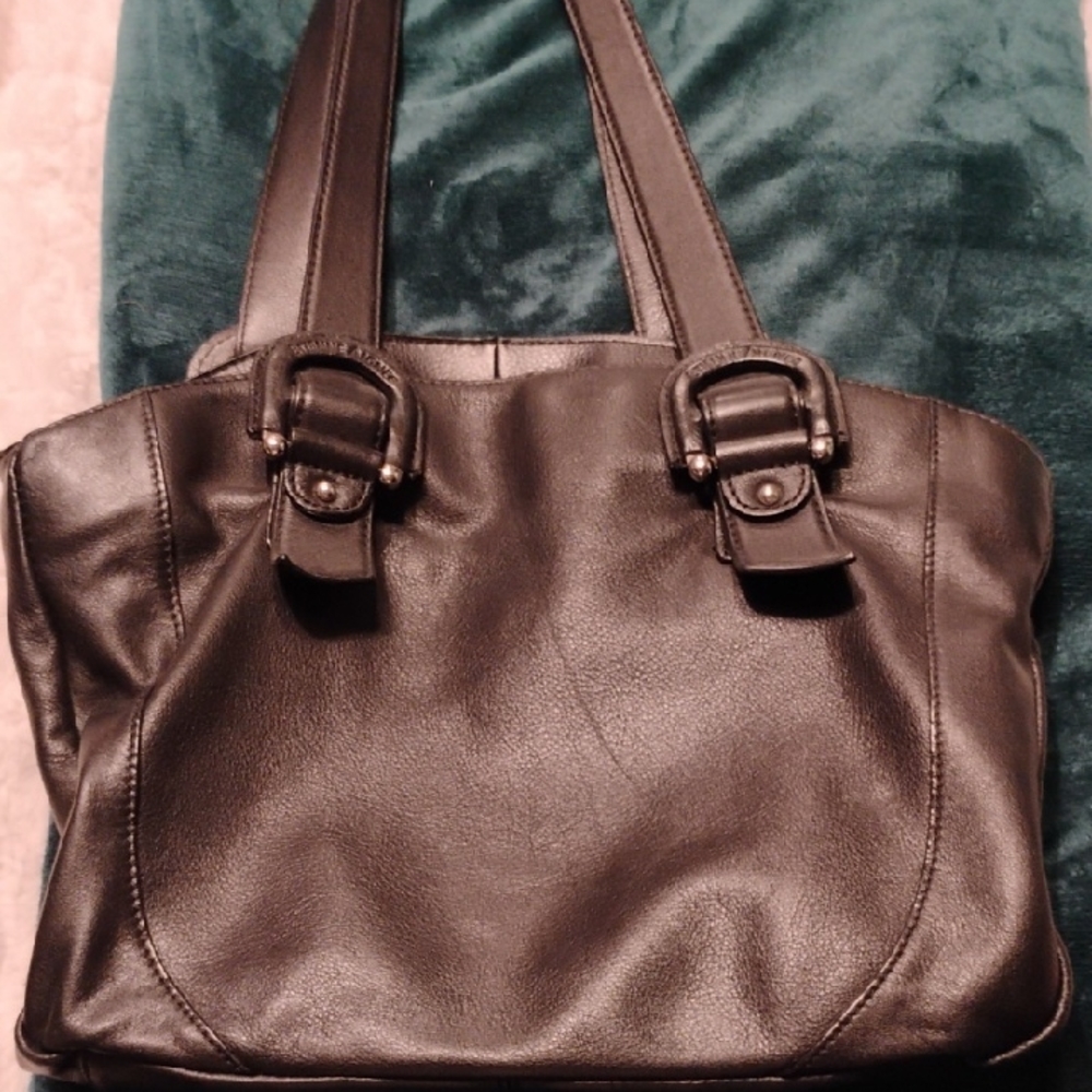 Elegant Black Leather Tote Bag